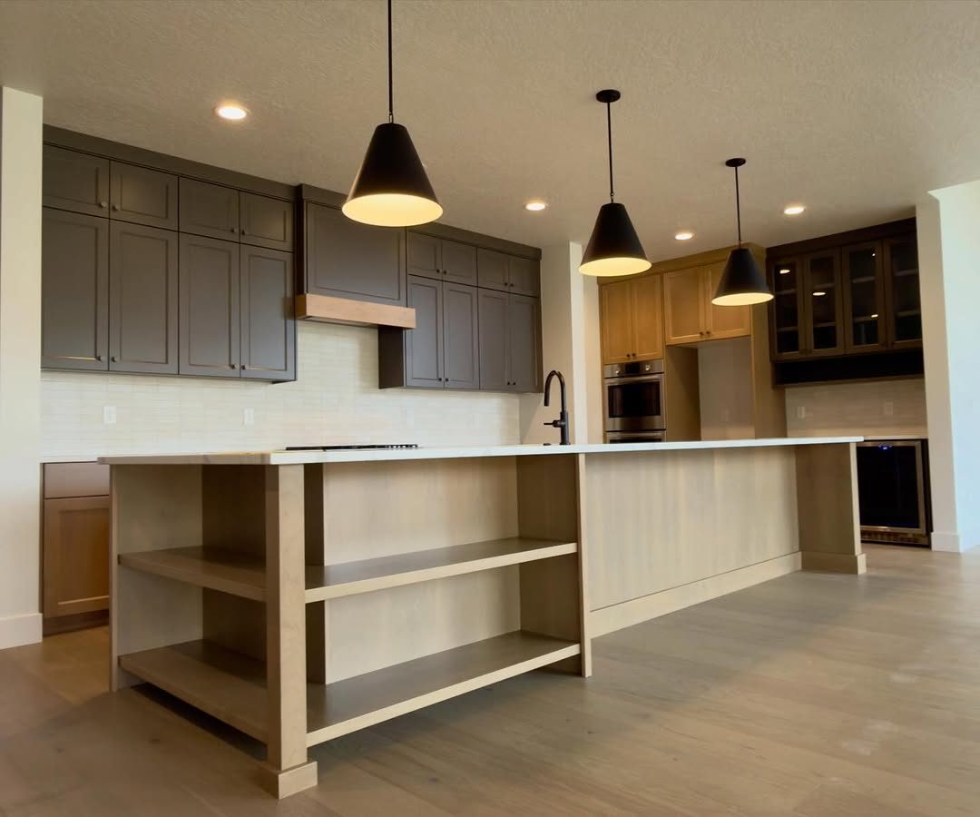 Walnut kitchen island by Porter's Custom Cabinets